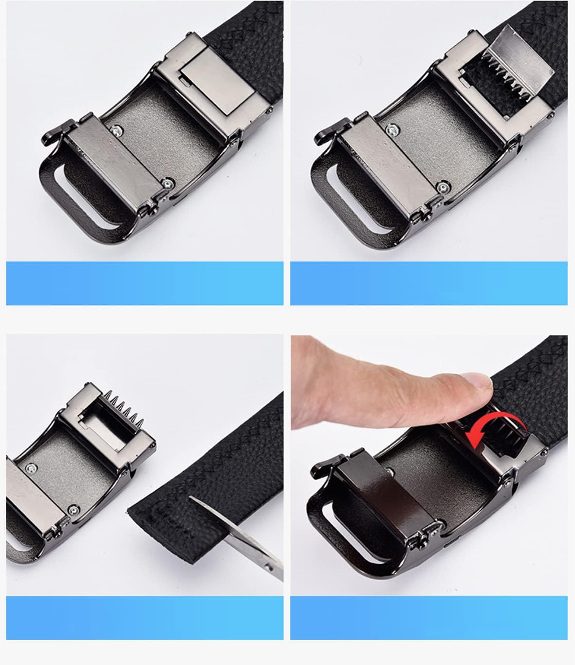 HOTLuxury Men's Belts Red Leather Wolf Head Buckle 1.38 inch Width Used for Mens Dress Casual Adjustable Belt