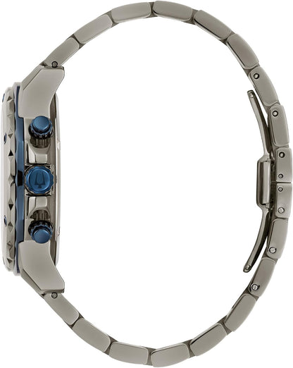 HOTBulova Men's Marine Star 'Series A' Gray IP Stainless Steel with Blue Accents Chronograph Quartz Watch, 4mm Style: 98B411