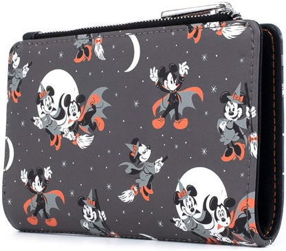 HOTLoungefly Disney Mickey and Minnie Mouse All Over Print Halloween Flap Wallet