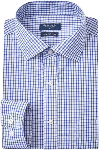 HOTYear In Year Out Wrinkle Free Dress Shirt for Men Regular Fit Long Sleeve Wrinkle Resistant Shirt