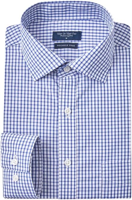 HOTYear In Year Out Wrinkle Free Dress Shirt for Men Regular Fit Long Sleeve Wrinkle Resistant Shirt