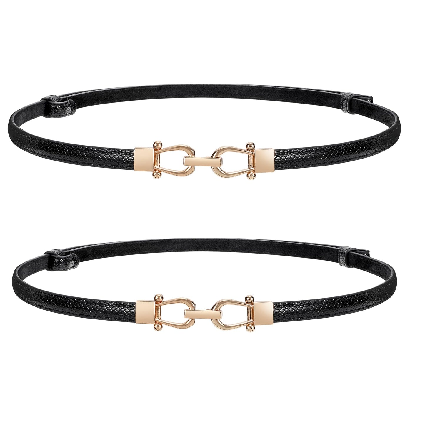 HOTWERFORU Women Classic Leather Belt With Square Gold Silver Buckle For Jeans Pants
