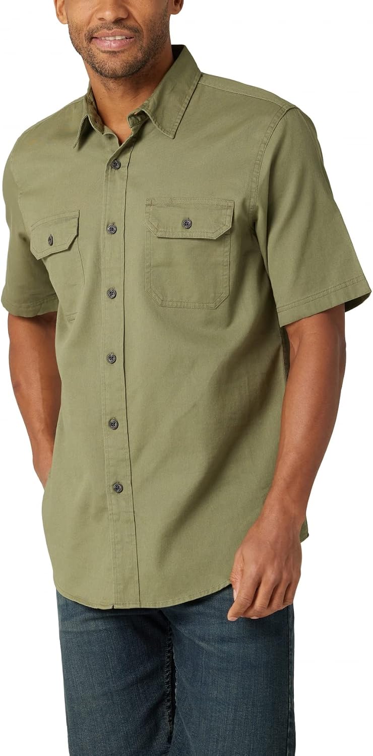 HOTWrangler Authentics Men's Short Sleeve Classic Woven Shirt