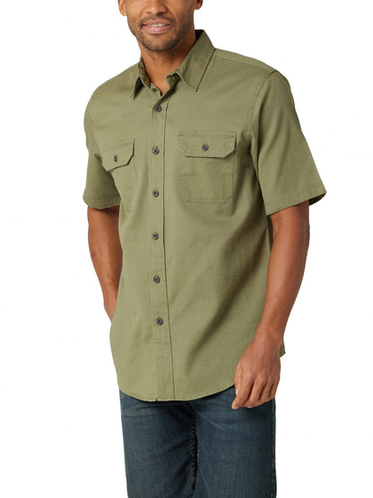 HOTWrangler Authentics Men's Short Sleeve Classic Woven Shirt