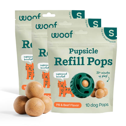 HOTWOOF Pupsicle Refill Pops - Low-Mess Dog Snacks - with Peanut Butter and Beef - Dog Treats - Long Lasting - Large Pops - 7 Count