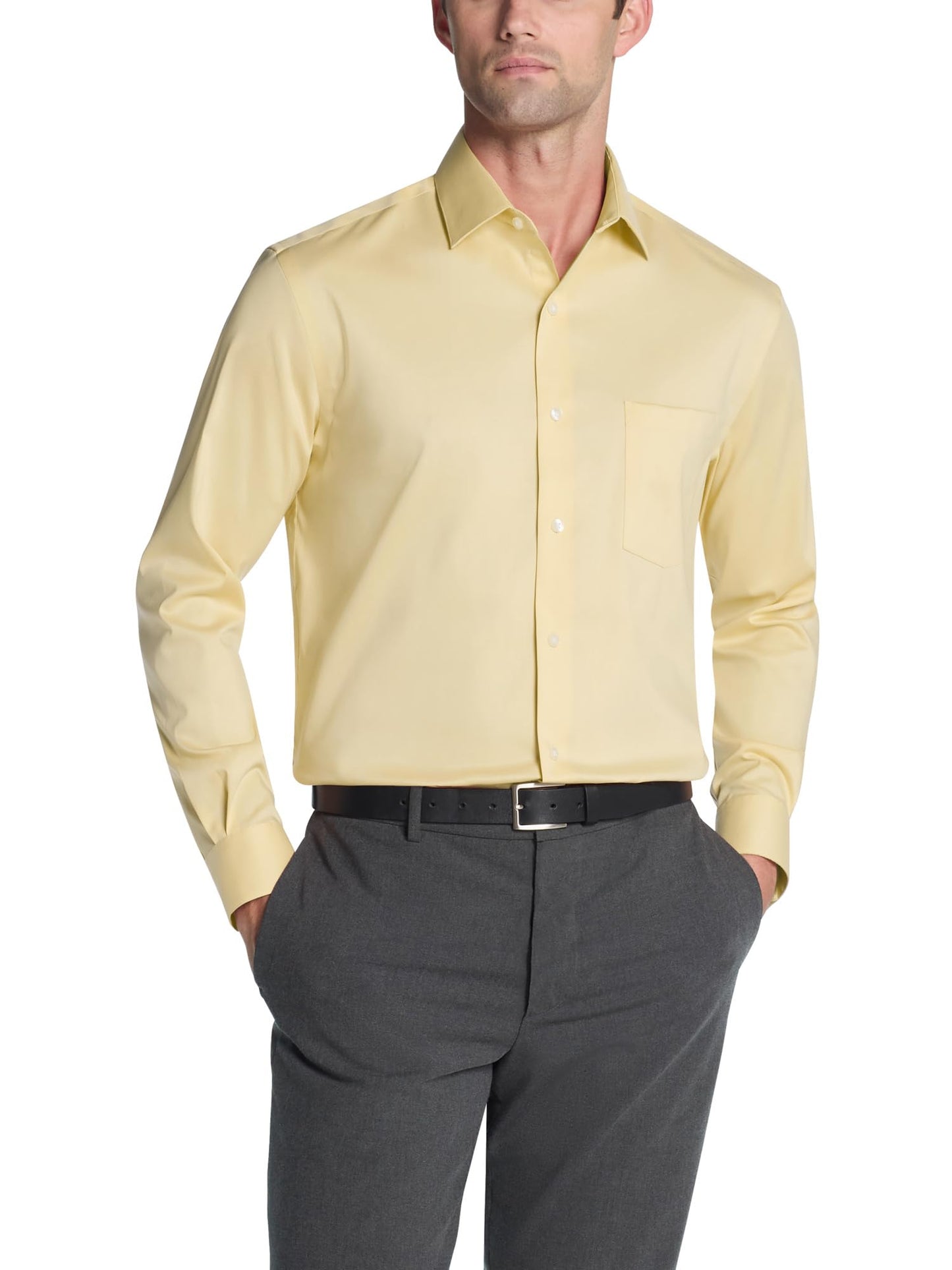 HOTVan Heusen Men's Dress Shirt Regular Fit Ultra Wrinkle Free Flex Collar Stretch Solid