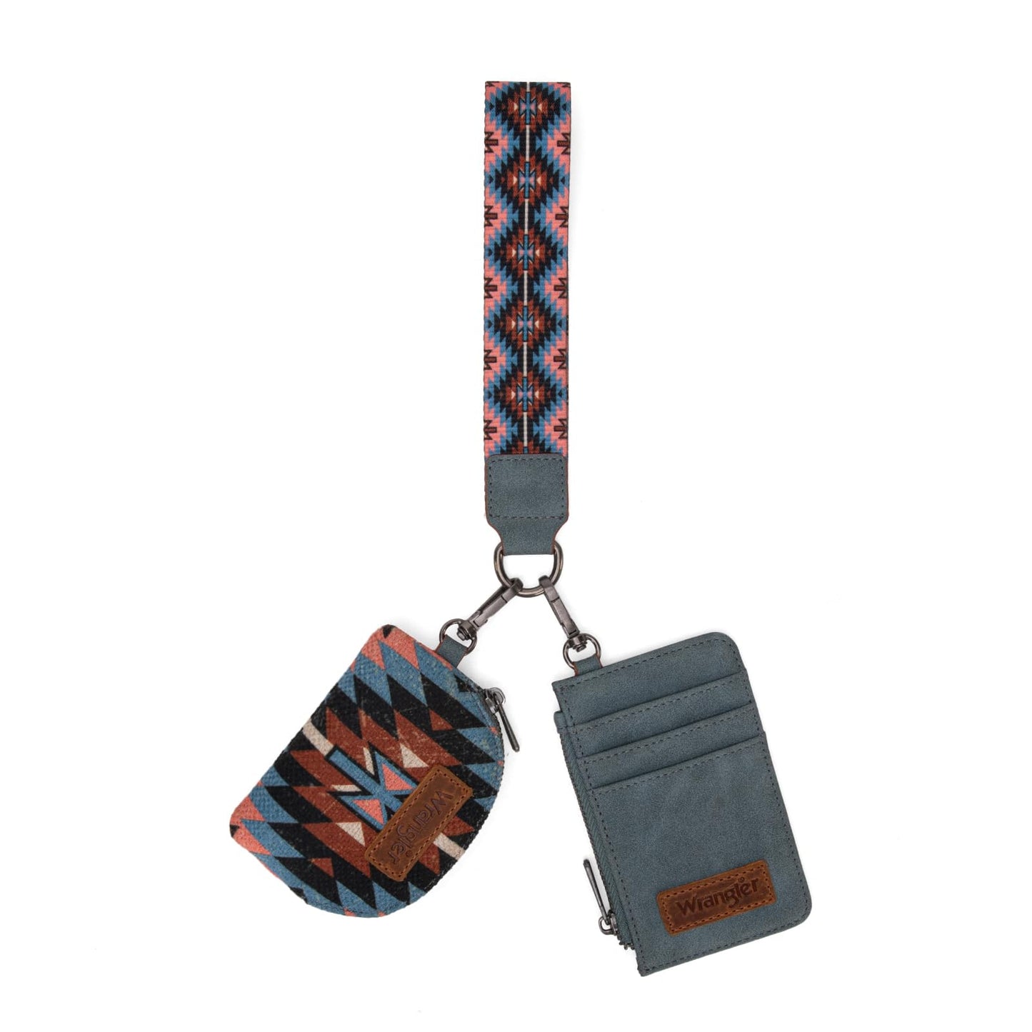 HOTWrangler Western Keychain Wristlet Wallets for Women Retro Dual Pouch Wristlet Credit Card Holder Wallet with Zipper Pocket WG2214-W0051BK