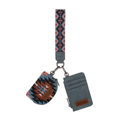 HOTWrangler Western Keychain Wristlet Wallets for Women Retro Dual Pouch Wristlet Credit Card Holder Wallet with Zipper Pocket WG2214-W0051BK
