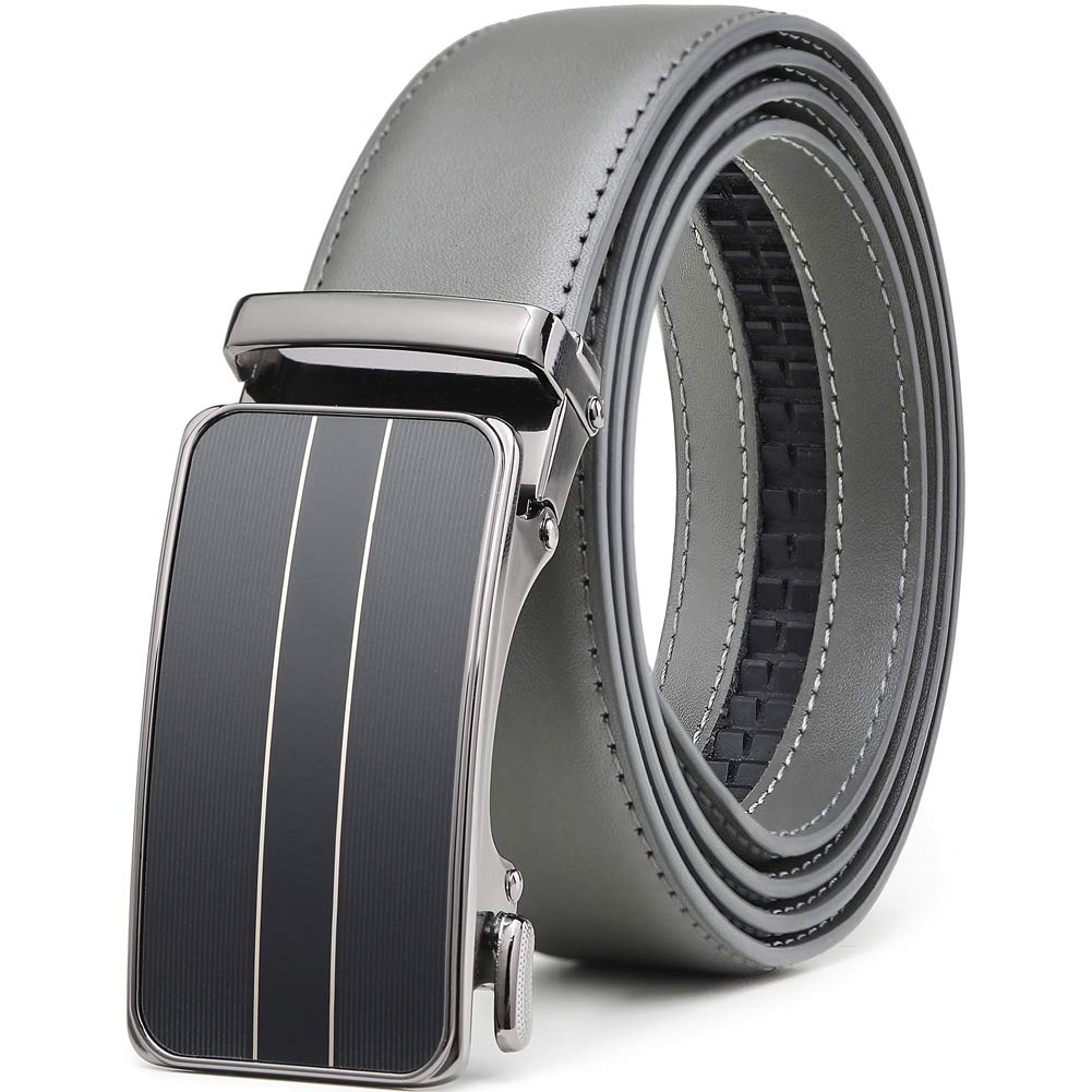 HOTFounders & C Men's Ratchet Belt 1 3/8",Leather Dress Belt Adjustable with Click Sliding Buckle Trim to Exact Fit
