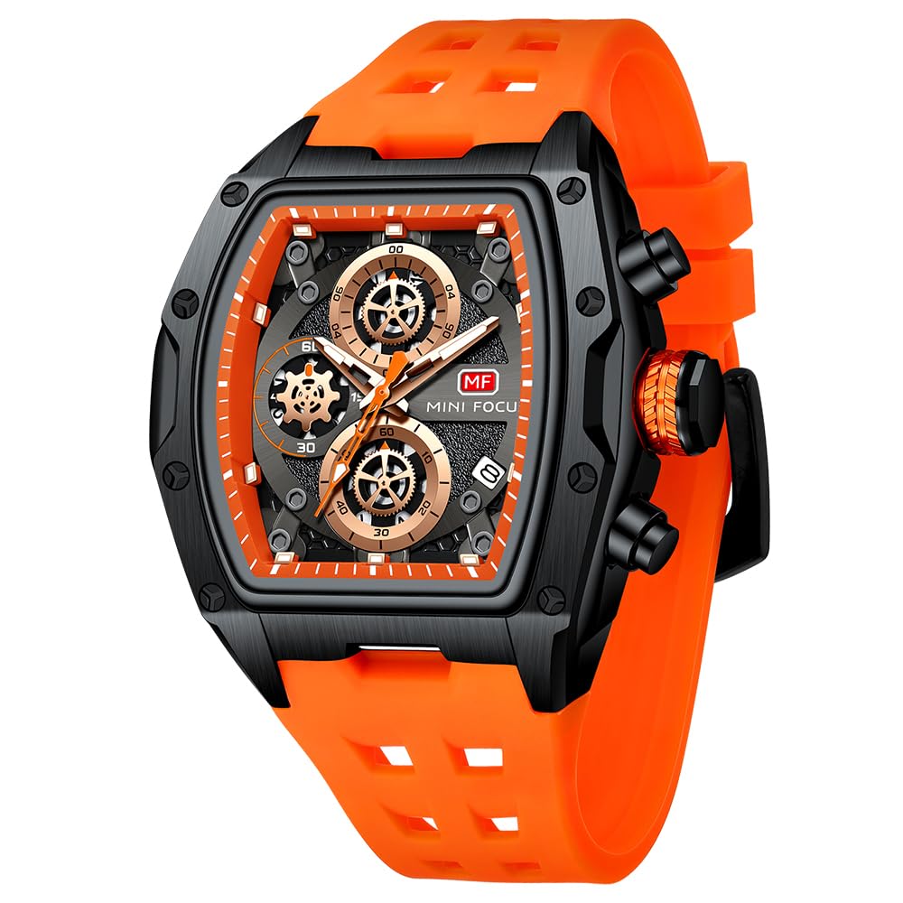 HOTMF MINI FOCUS Men Watches Unique Casual Wrist Watches (Chronograph/Waterproof/Luminous/Calendar) Silicon Band Fashion Watches for Men