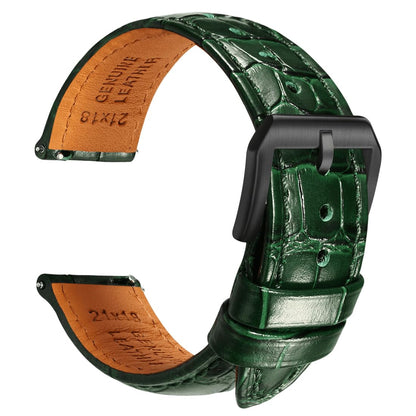 HOTREZERO Leather Watch Band for Men, Quick-Release Alligator Grain Embossed | REZERO Watch Bands Replacement | Luxury Style | 316L Stainless Steel Hardware | Curved End for Round Dial | 19/20/21/22mm