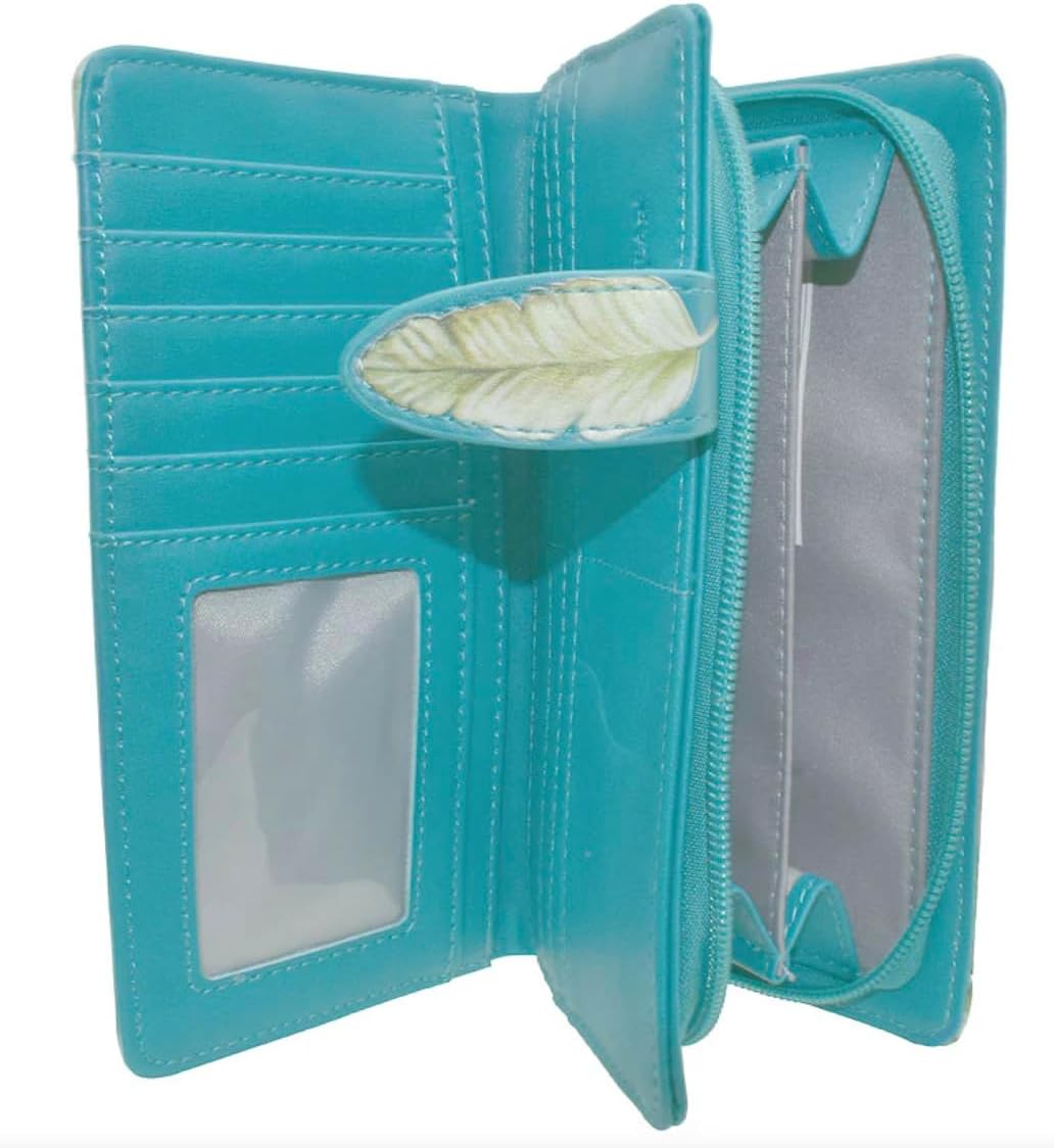 HOTShag Wear Elephant Jungle Large Animal Wallet for Women and Teel Girls Vegan Faux Leather 7" Teal
