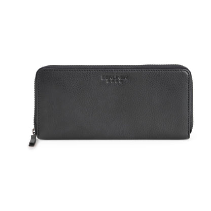 HOTBERLINER BAGS Genuine Leather Zip Wallet Women Palma, Gift Box – Brown | Soft Leather Zip Around Wallet, 14 Card Slots, 1 ID Window, 2 Bill Compartments, Zippered Coin Pocket, RFID Blocking