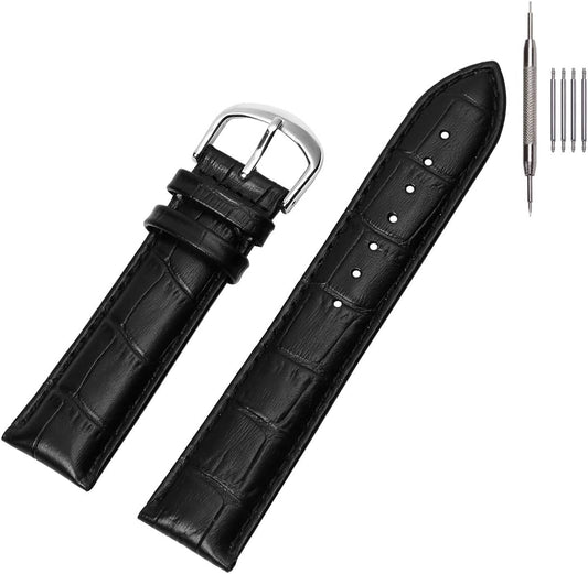 HOTEACHE Croco Design Leather Watch Bands, Classical Leather Watch Straps For Women&Mens Waterproof 12mm 14mm 16mm 18mm 19mm 20mm 22mm