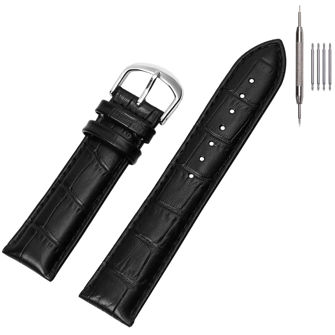 HOTEACHE Croco Design Leather Watch Bands, Classical Leather Watch Straps For Women&Mens Waterproof 12mm 14mm 16mm 18mm 19mm 20mm 22mm