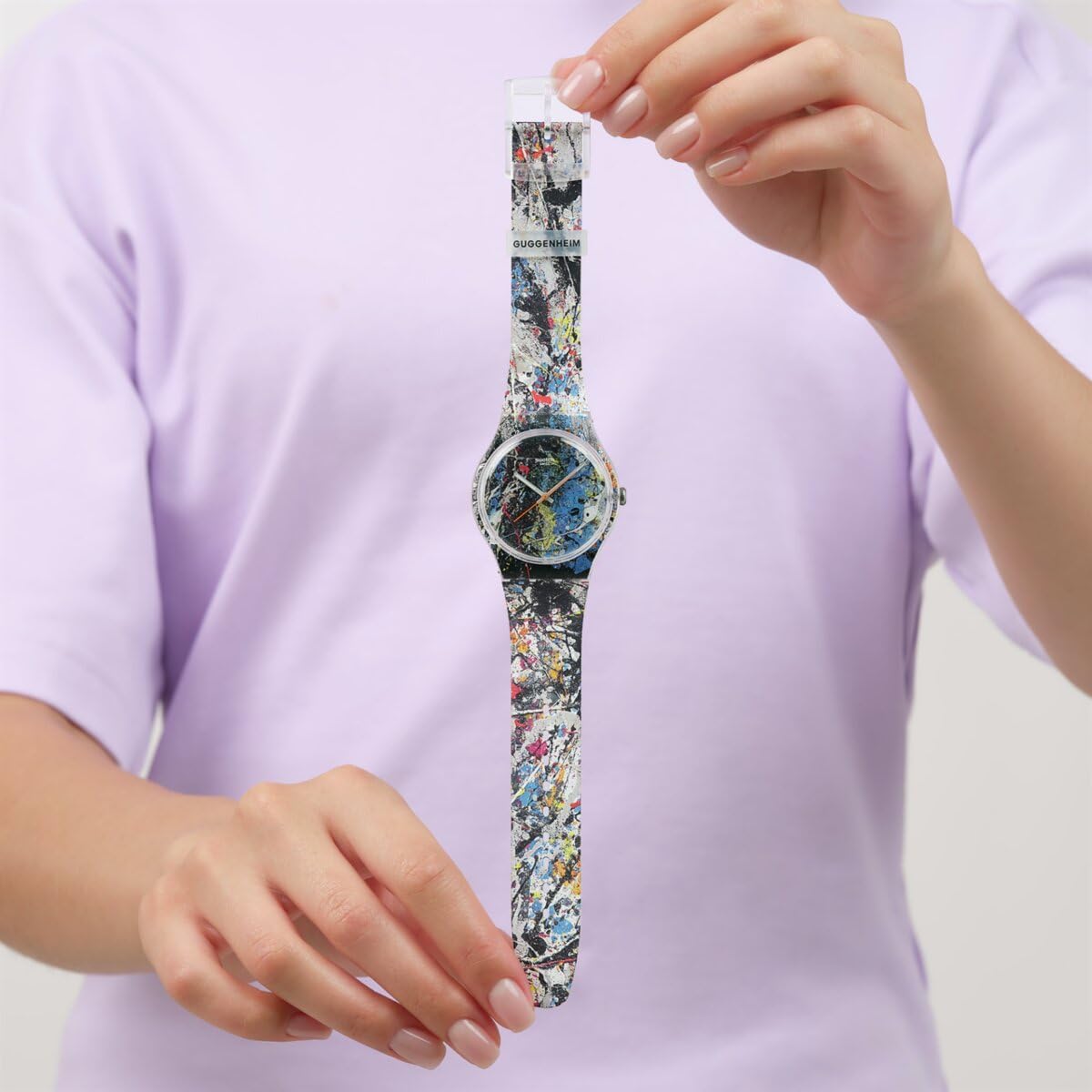 HOTSwatch New Gent Unisex Casual Watch Polymer Transparent Quartz Water Resistant POLLOCK'S Alchemy