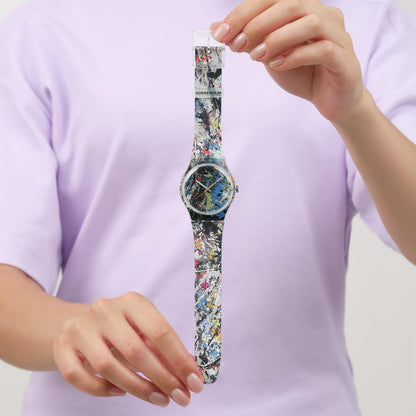 HOTSwatch New Gent Unisex Casual Watch Polymer Transparent Quartz Water Resistant POLLOCK'S Alchemy