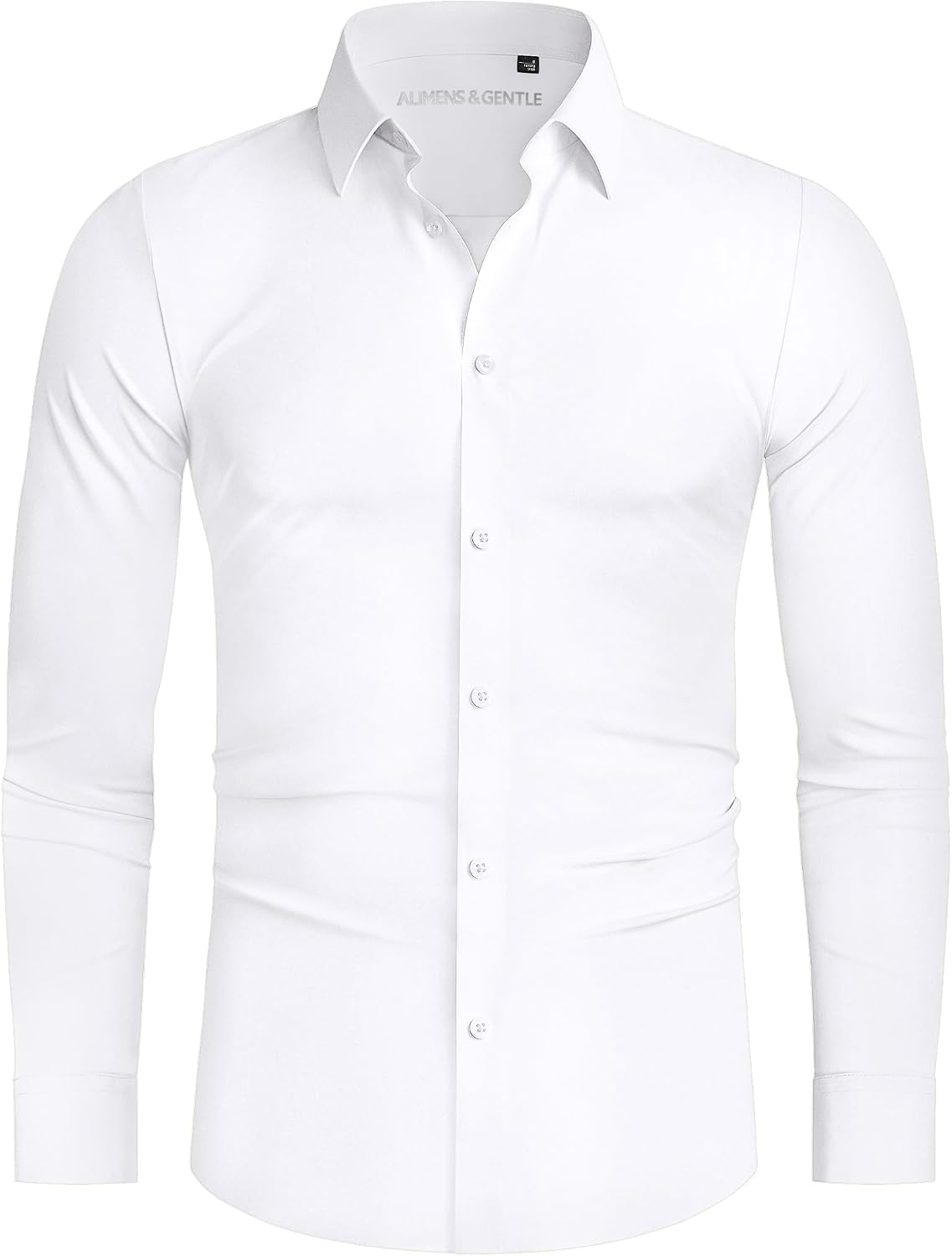 HOTAlimens & Gentle Stretch Mens Dress Shirts Slim Fit Long Sleeve Casual Skinny Muscle Fit Wrinkle Free Button Down Shirt