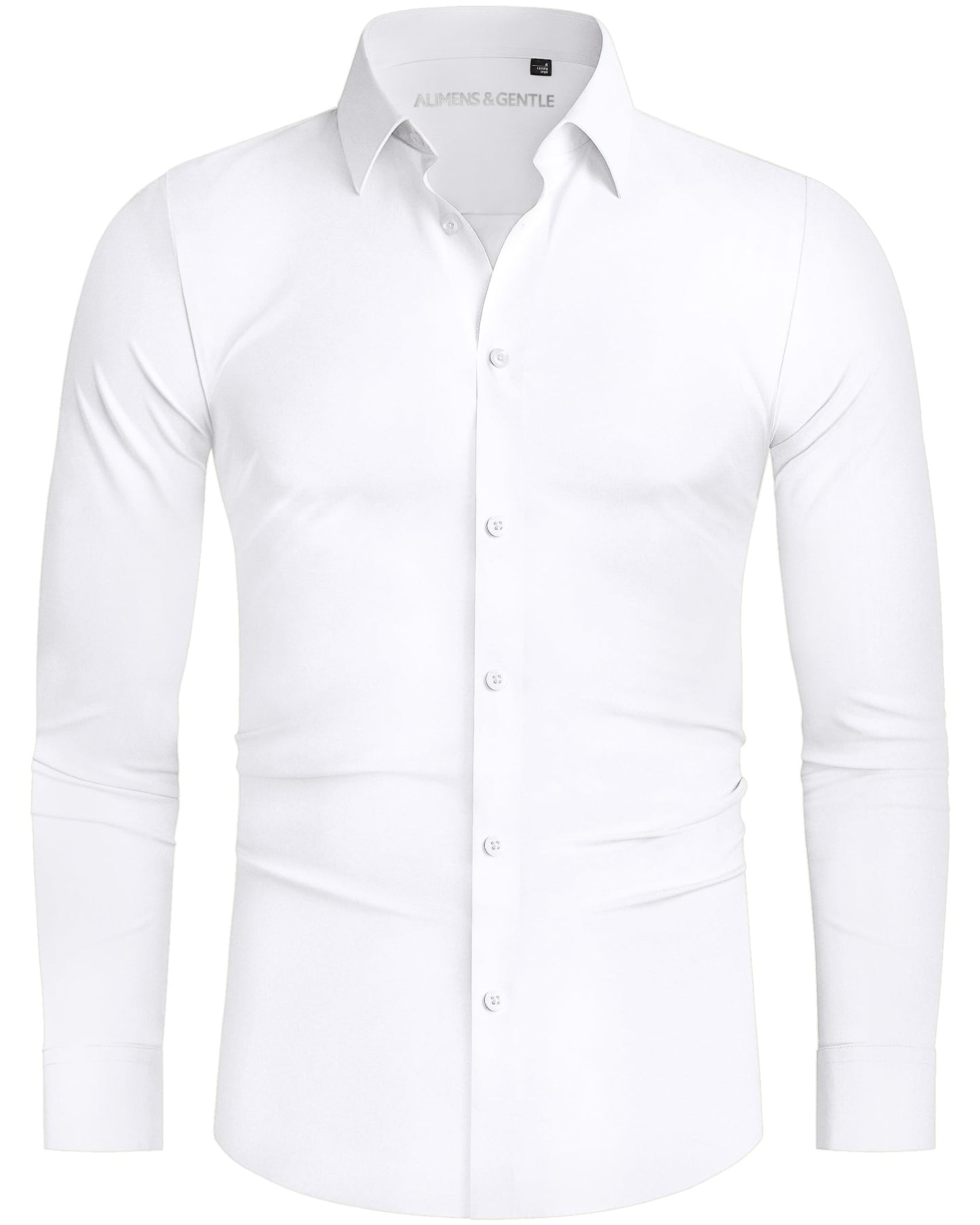 HOTAlimens & Gentle Stretch Mens Dress Shirts Slim Fit Long Sleeve Casual Skinny Muscle Fit Wrinkle Free Button Down Shirt