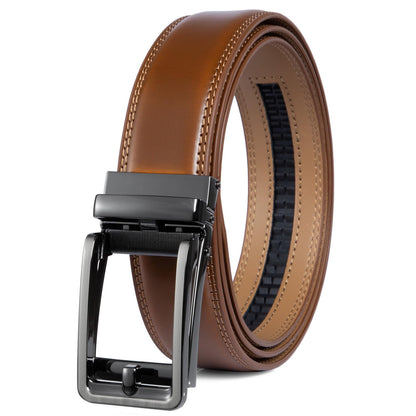 HOTFounders & C Men's Leather Ratchet Comfort Click Belt Dress with Slide Buckle -Adjustable Trim to Fit