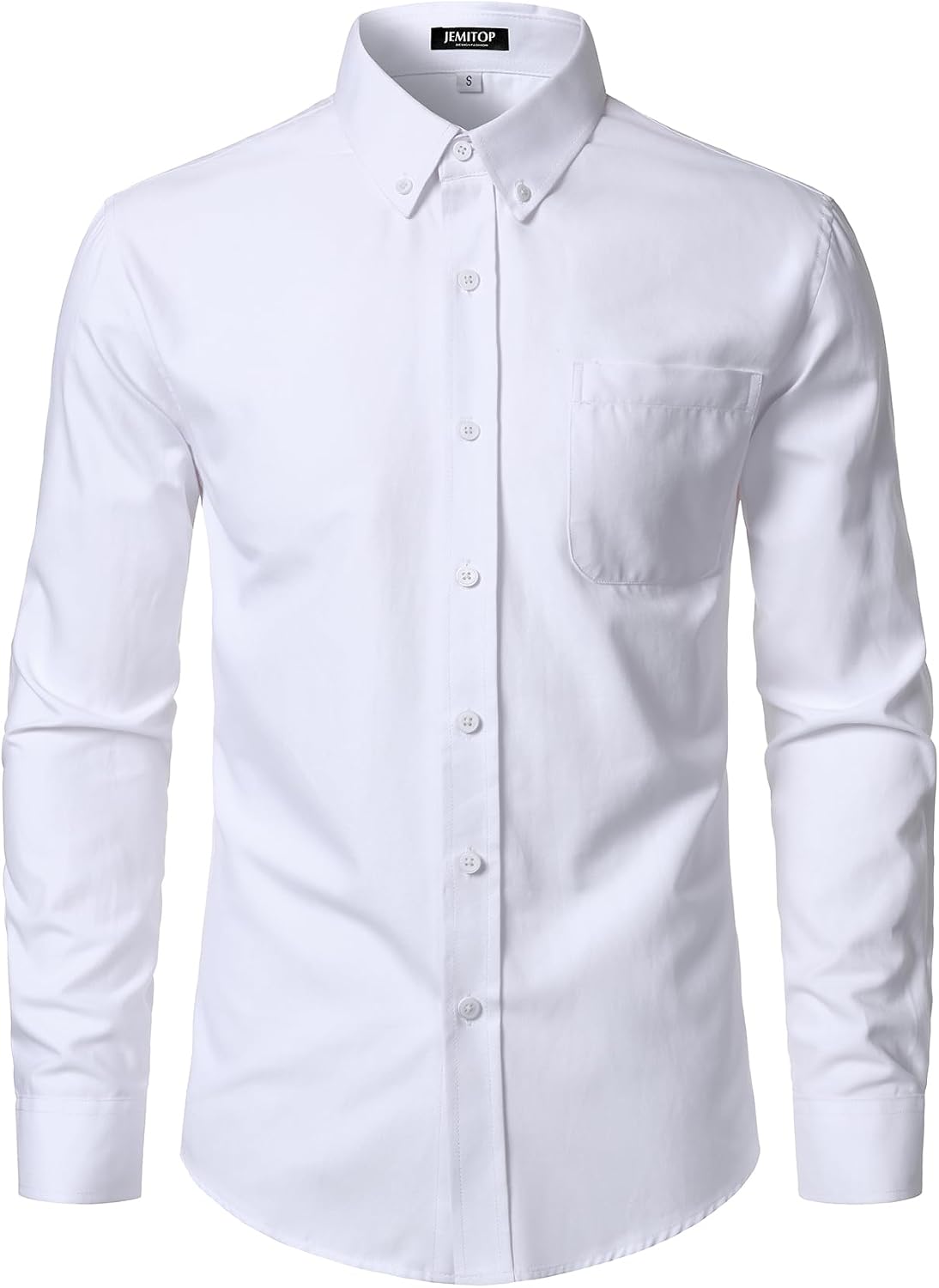 HOTJEMITOP Men's Classic Lightweight Oxford Button Down Collar Shirts Business Casual Long Sleeve Dress Shirt with Pocket