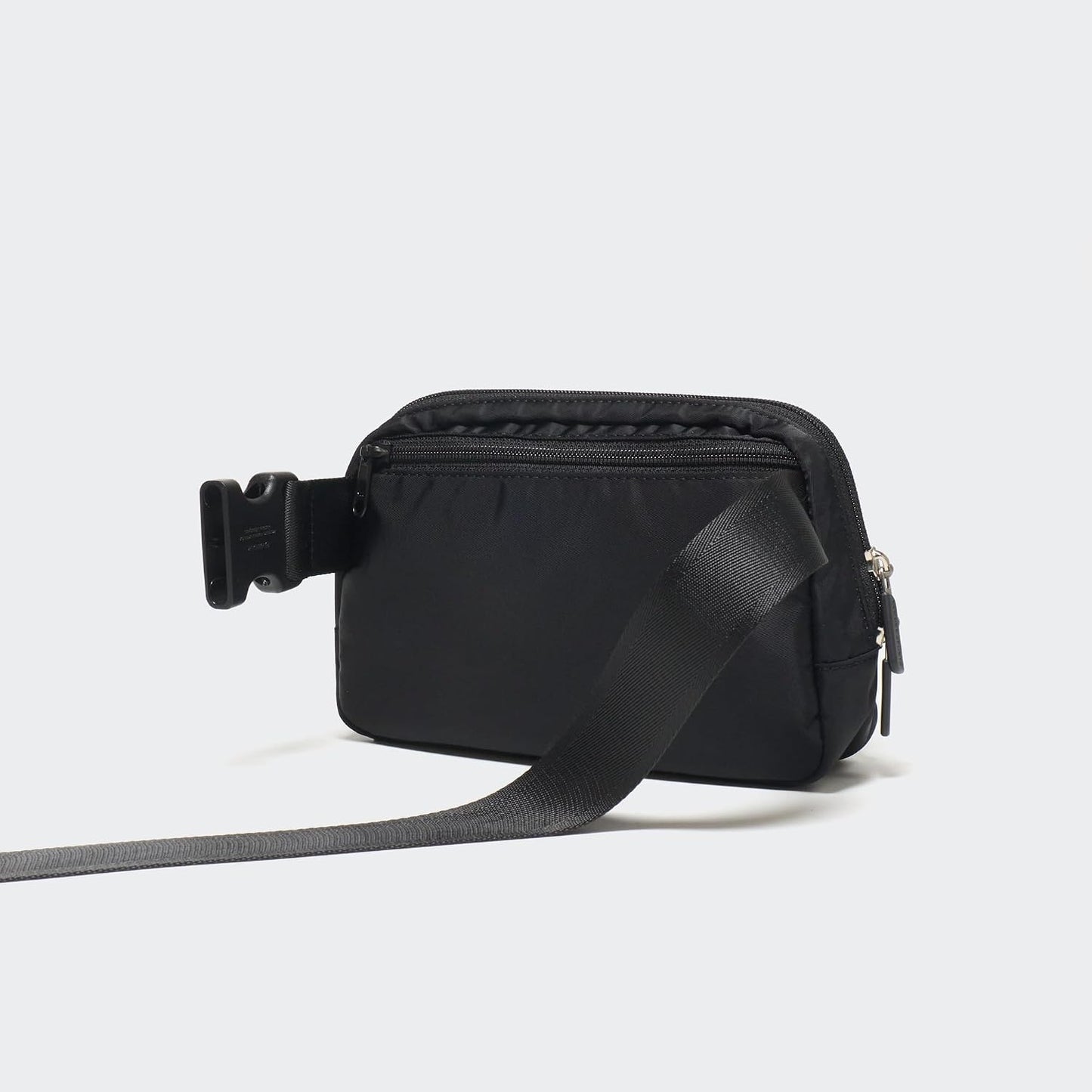 HOTPander Nylon Crossbody Belt Bag with Excess Strap Keepers, 6-Pocket Adjustable Sling Fanny Pack for Travel and Everyday Carry, Black