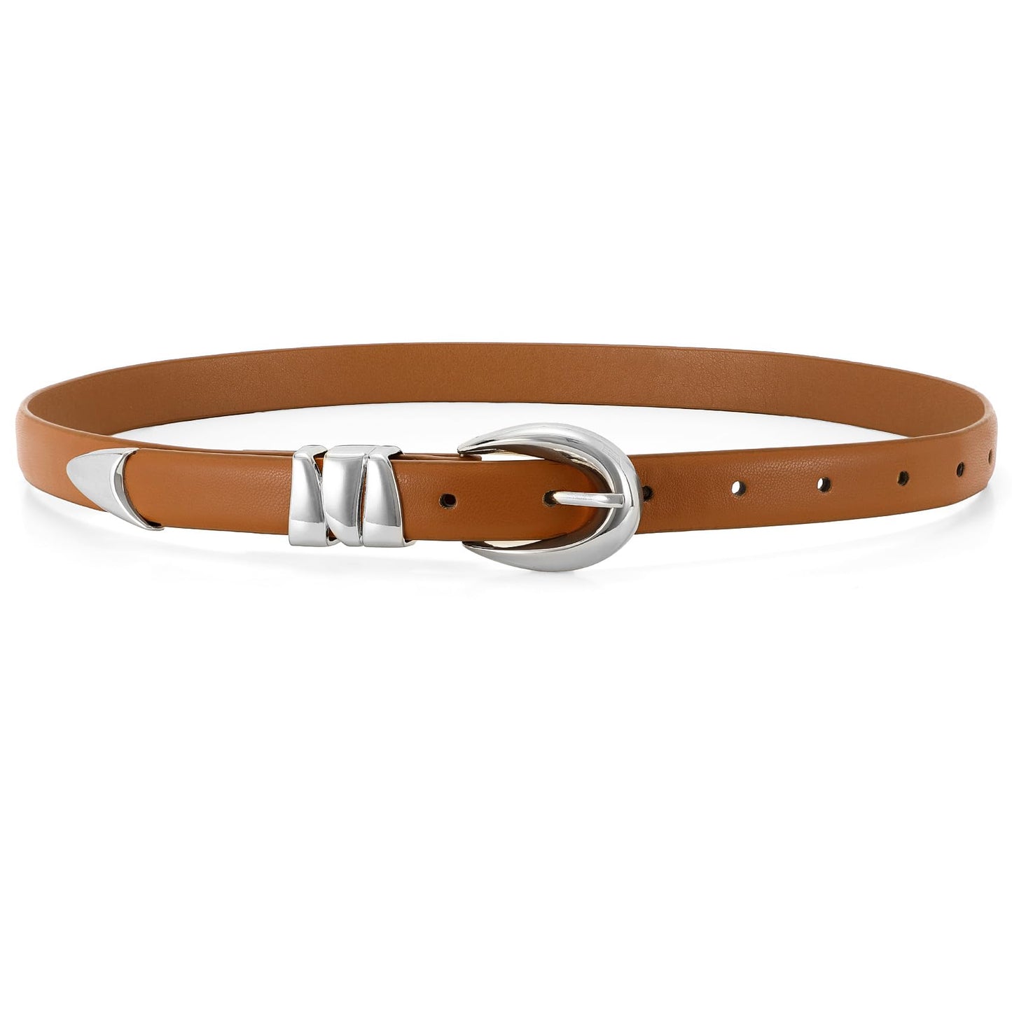 HOTWHIPPY Women Skinny Leather Belt for Jeans Pants Dresses Ladies Fashion Waist Belt with Shiny Gold Buckle