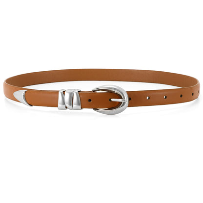 HOTWHIPPY Women Skinny Leather Belt for Jeans Pants Dresses Ladies Fashion Waist Belt with Shiny Gold Buckle