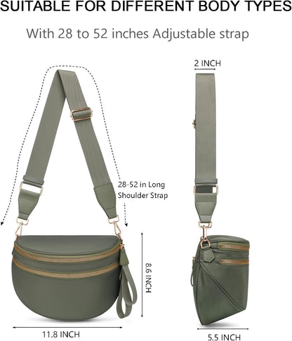 HOTPure Colour Crossbody Bum Bags for Women Spacious Checkered Cross body Bag Nylon Trendy Fanny Pack for Travel