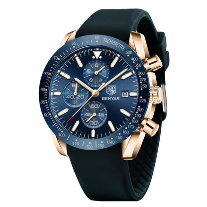HOTBENYAR Mens Watches Quartz Analog Chronograph Waterproof Wrist Watches for Men Fashion Business Work Casual Sport Dress Watch with Calendar