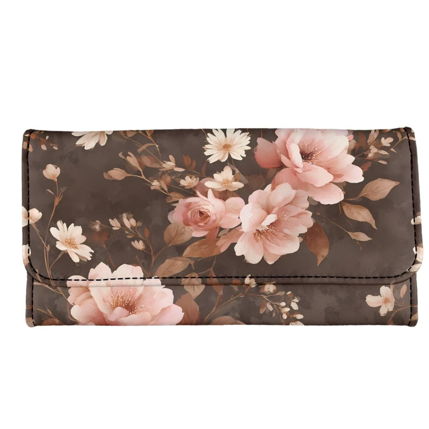 HOTLotus Mandala Women PU Leather Tri-fold Wallets Black And White Sketch Flower Zipper Pocket Buckle Money Manager Starry Sky Tall Billfold Secretary Cash Wallet