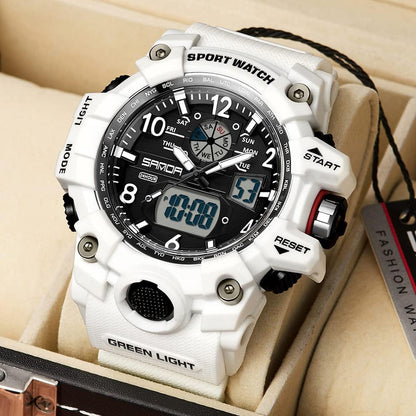 HOTKXAITO Men's Watches Sports Outdoor Waterproof Military Wrist Watch Date Multi Function Tactics LED Alarm Stopwatch