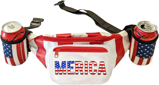 HOTHandinHandCreations USA Merica Beverage Belt Fanny Pack Holster All American Classic Costume 4th of July