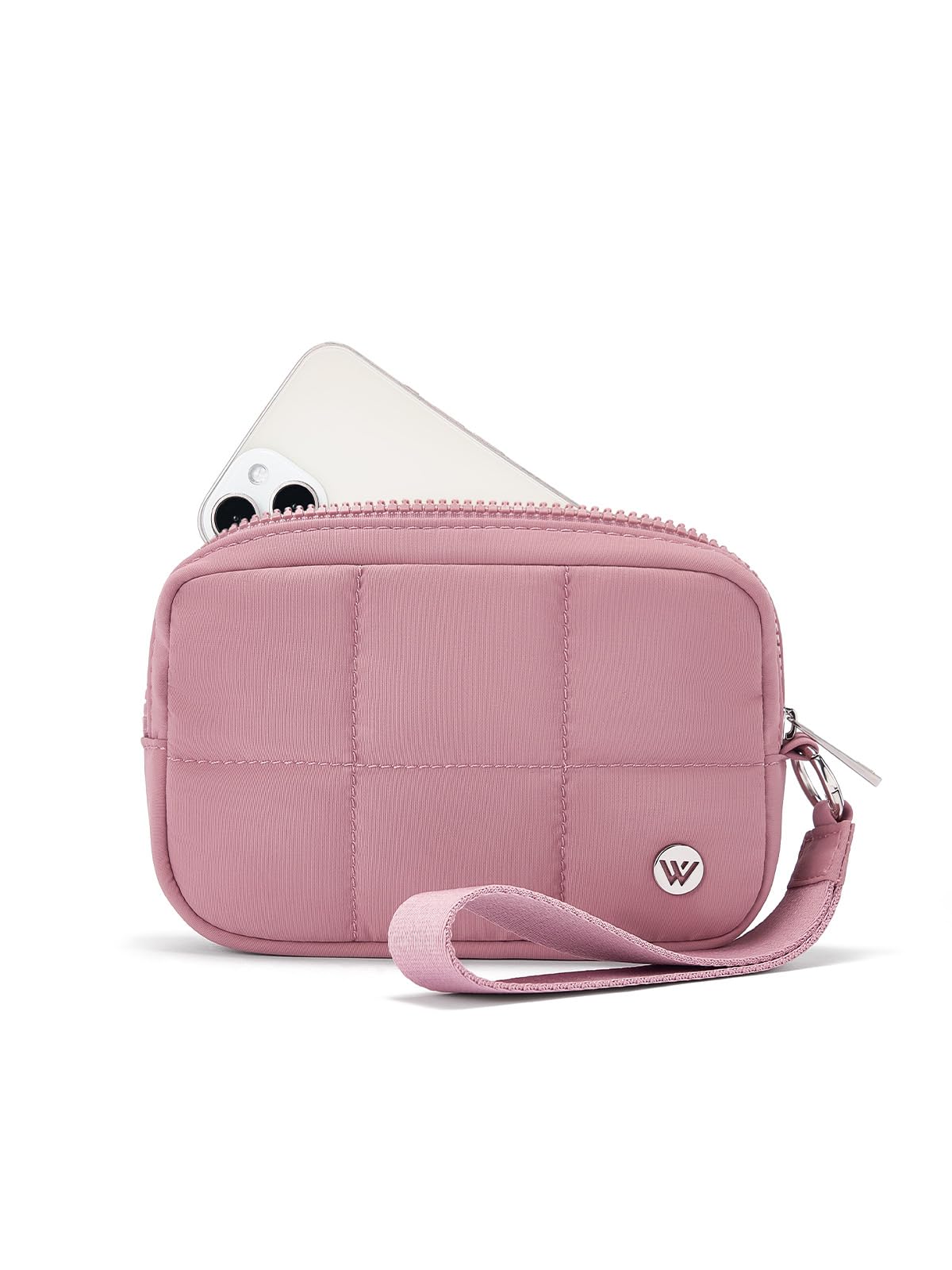 HOTWESTBRONCO Puffer Wristlet Wallet for Women – RFID Blocking Quilted Nylon Phone Wallet, Zipper Card Holder & Makeup Pouch