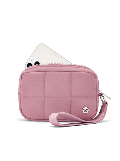 HOTWESTBRONCO Puffer Wristlet Wallet for Women – RFID Blocking Quilted Nylon Phone Wallet, Zipper Card Holder & Makeup Pouch