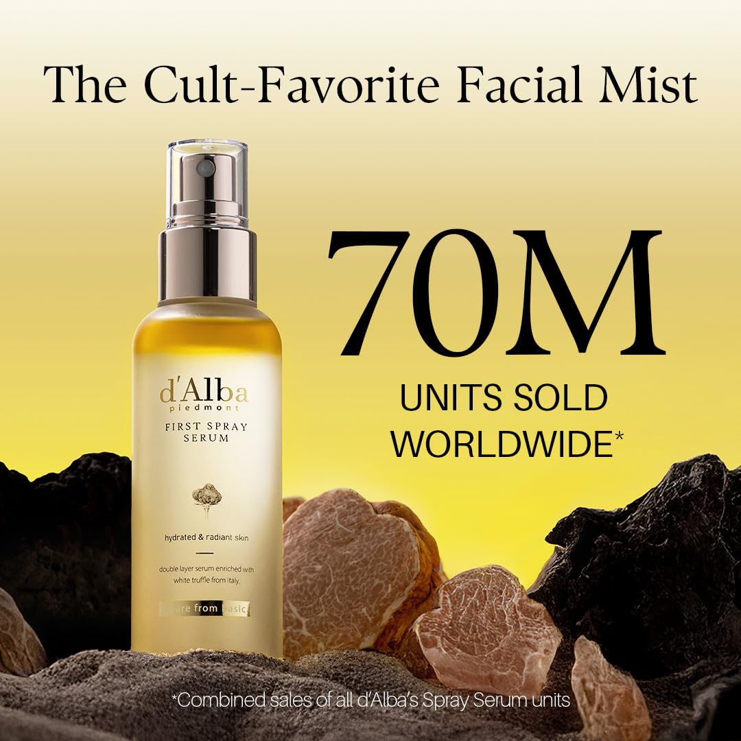 HOTd'alba Piedmont Italian White Truffle First Spray Serum, Vegan Skin Care, Light-weight Face Moisturizer, Glow Serum for Radiant Skin, Non Comedogenic, All In One Mist, Korean Skin Care (3.38 fl oz.)