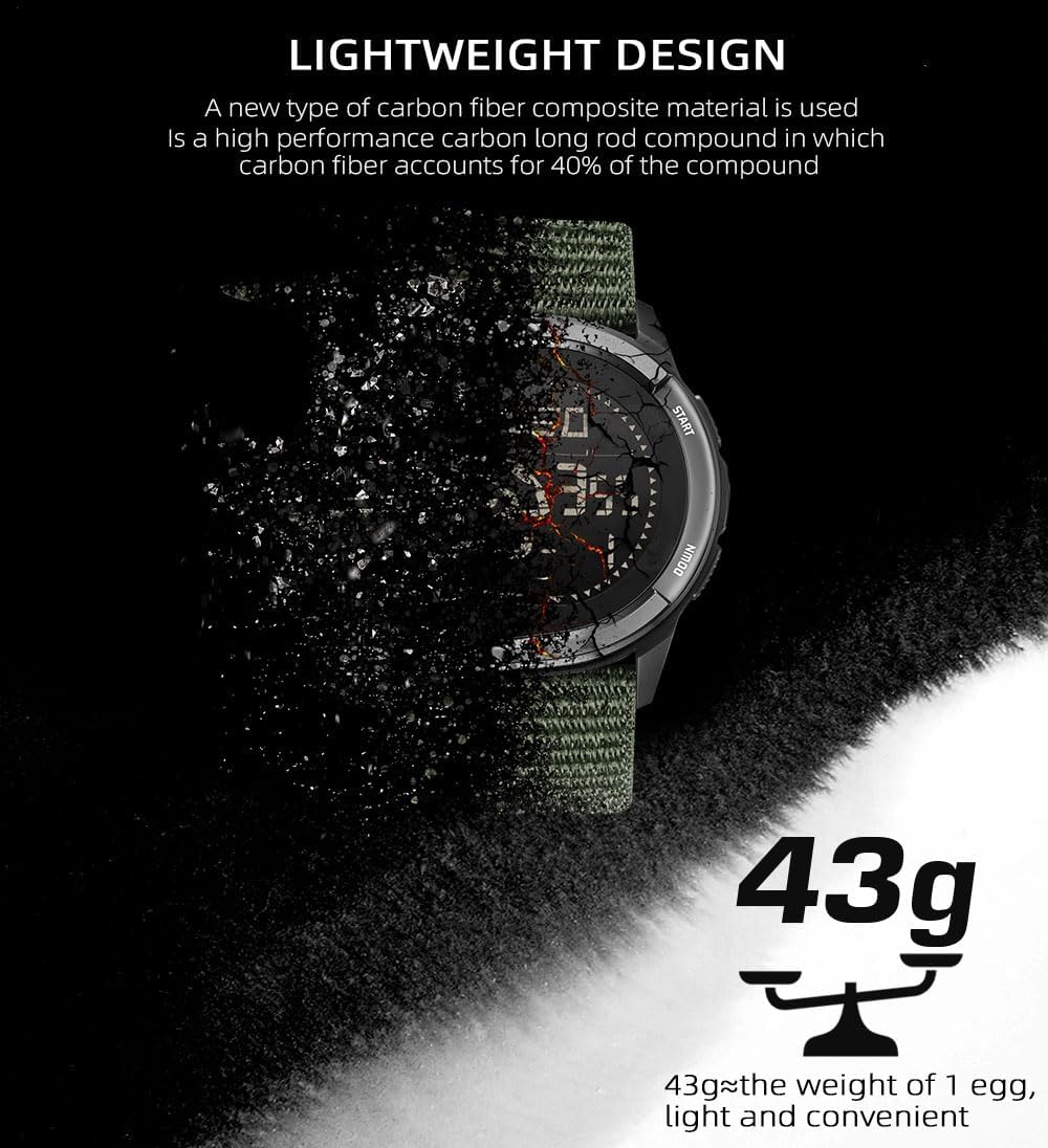 HOTNORTH EDGE ALPS Outdoor Digital Watch for Men | No app or charging, compass, step tracking and 50M water resistance