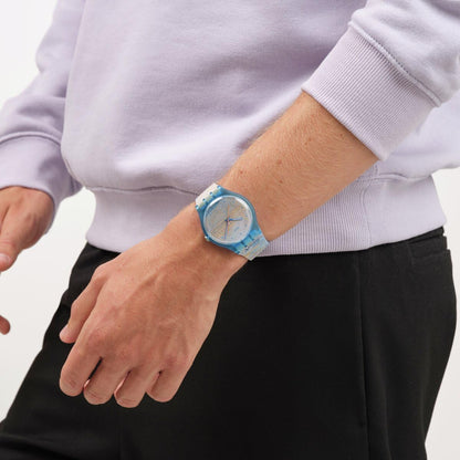 HOTSwatch New Gent Unisex Casual Watch Bio-sourced Blue Quartz Water Resistant Monet's Palazzo DUCALE