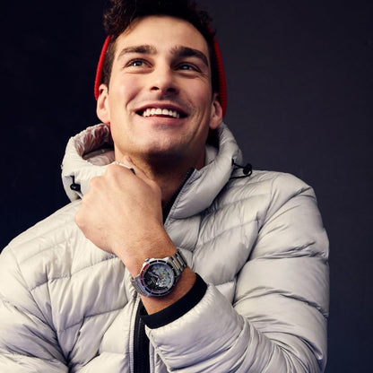HOTCitizen Eco-Drive Men's Mickey Astronaut Stainless Steel Watch, Red and Black Bezel, (Model: AW1709-54W)