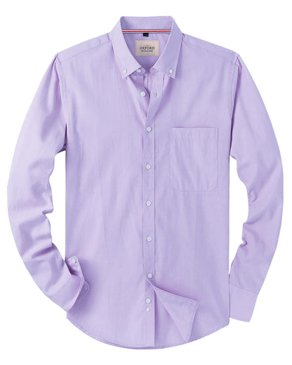 HOTAlimens & Gentle Mens Solid Oxford Shirt Long Sleeve Dress Shirt Work Casual Button Down Shirts with Pocket