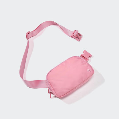 HOTPander Two Way Zipper Fanny Pack Nylon Everywhere Belt Bag for Women, Water Repellent Waist Packs, Crossbody Bags with Adjustable Strap (Light Pink).
