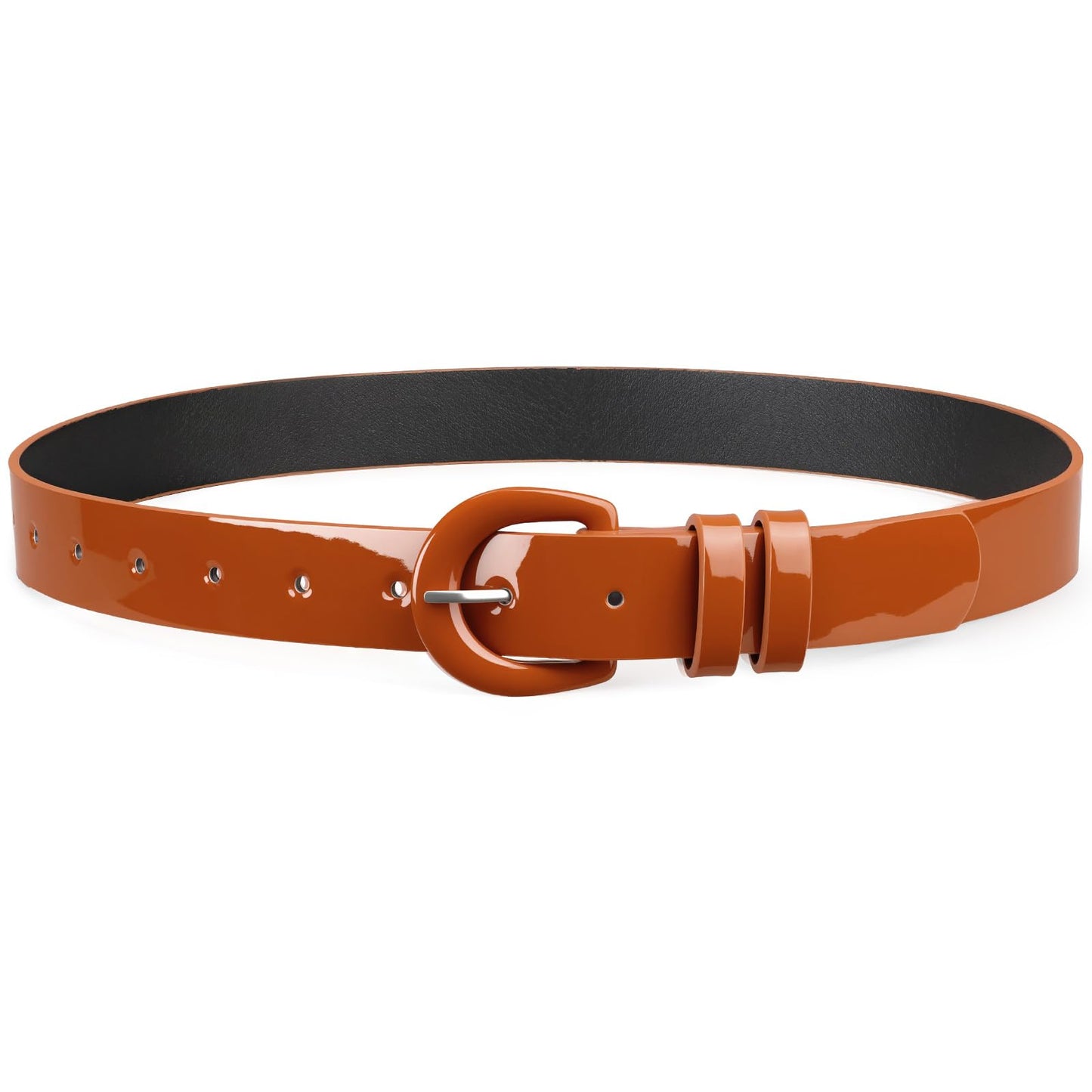 HOTJASGOOD Women Patent Leather Belt for Jeans Pants Vintage 50s Women Belt for Dress