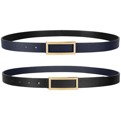 HOTSANSTHS Skinny Reversible Belts for Women, Two-in-one Women Thin Belt for Dresses Jeans Pants with Gold Buckle