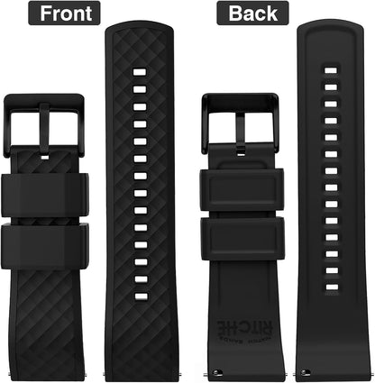 HOTRitche Christmas Gift Silicone Watch Bands 18mm 20mm 22mm 24mm Quick Release Rubber Watch Bands for Men, White Elephant Gifts, Stocking Stuffers For Men
