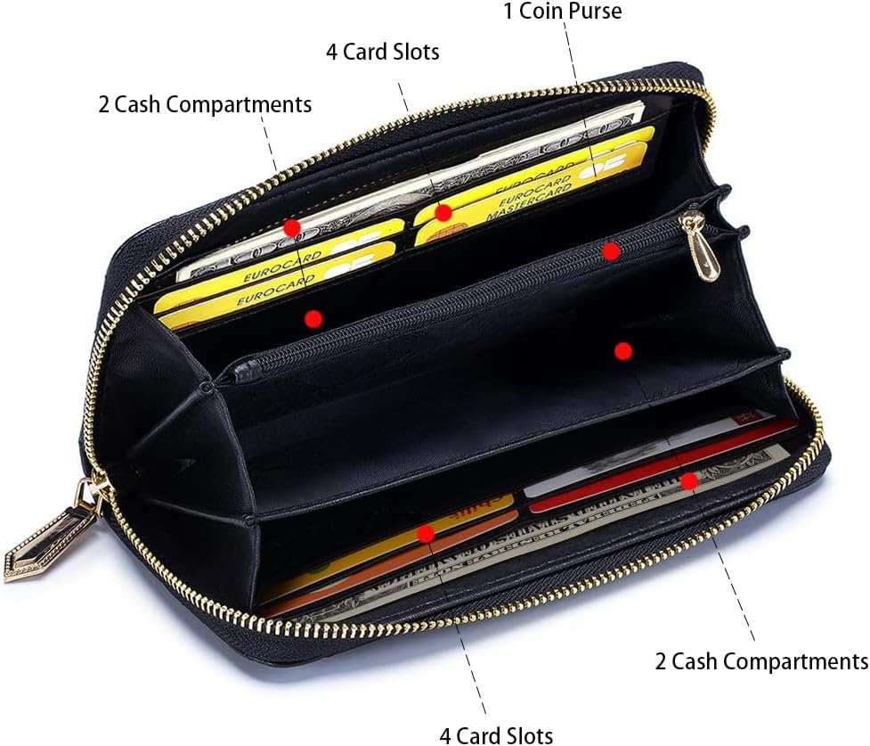 HOTRFID Blocking Wristlet Wallet for Women & Teen Girls-Large Capacity Leather Phone Clutch with Removable Strap,