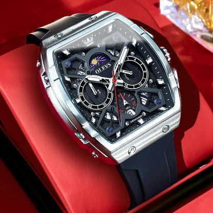 HOTOLEVS Watch Men Luxury Casual Square Skeleton Chronograph Watches