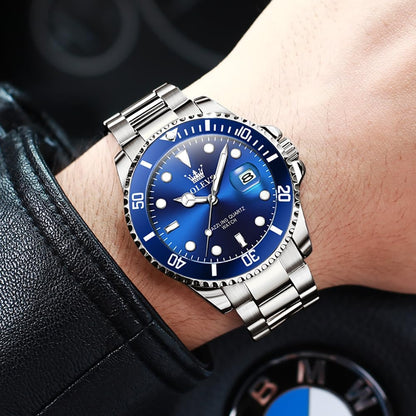 HOTOLEVS Silver Watches for Men Blue Luxury Nice Analog Quartz Stainless Steel | Classic Large Face Metal Men Watch with Date Waterproof Luminous Dress Fashion Men's Wrist Watches Relojes Para Hombres