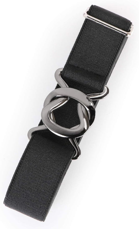 HOTJASGOOD Women No Show Stretch Belt Adjustable Elastic Web Belt with Flat Buckle for Jeans Pants Casual Belts