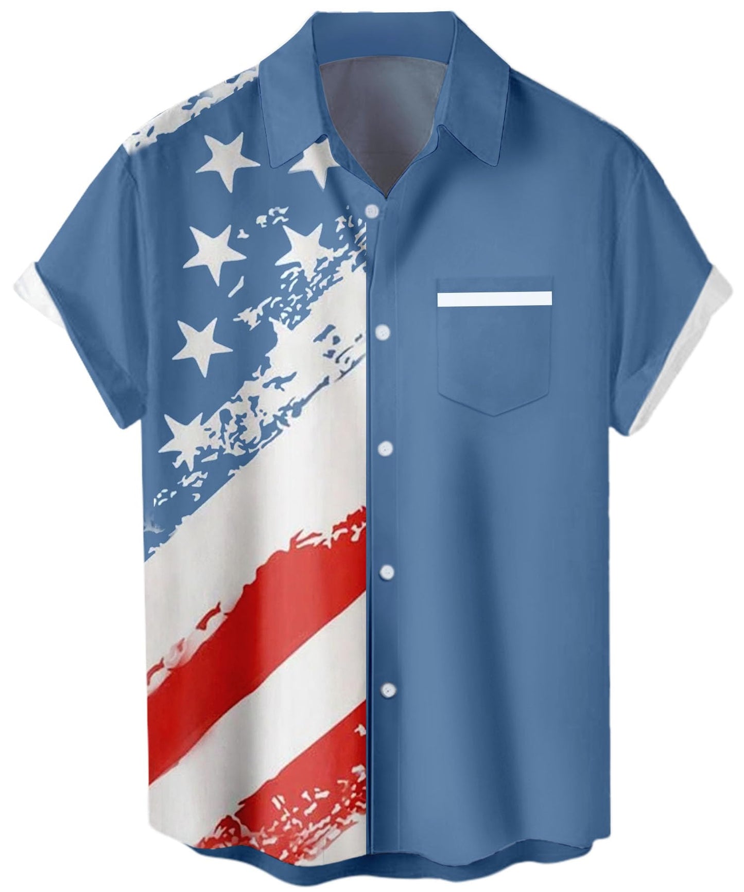 HOTWHO IN SHOP Men's 4th of July American Flag Patriotic Shirts Short Sleeve Button Up USA Memorial Day Shirts