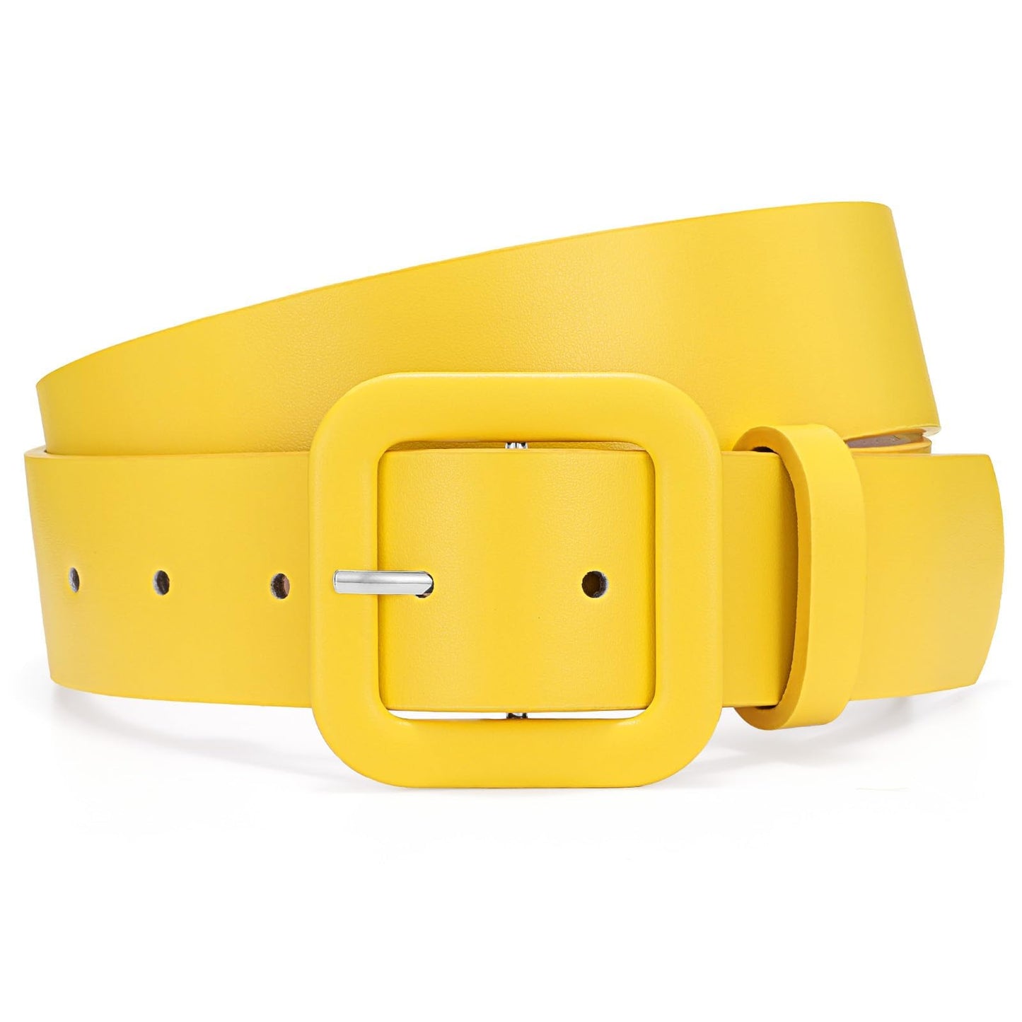 HOTWHIPPY Women Leather Belt Candy Color Fashion Square Buckle Belt Ladies Belt for Jeans Pants Dresses